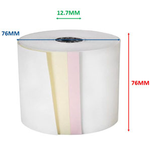 3 Ply 76mm - Kitchen Printer Rolls - White/Pink/Yellow